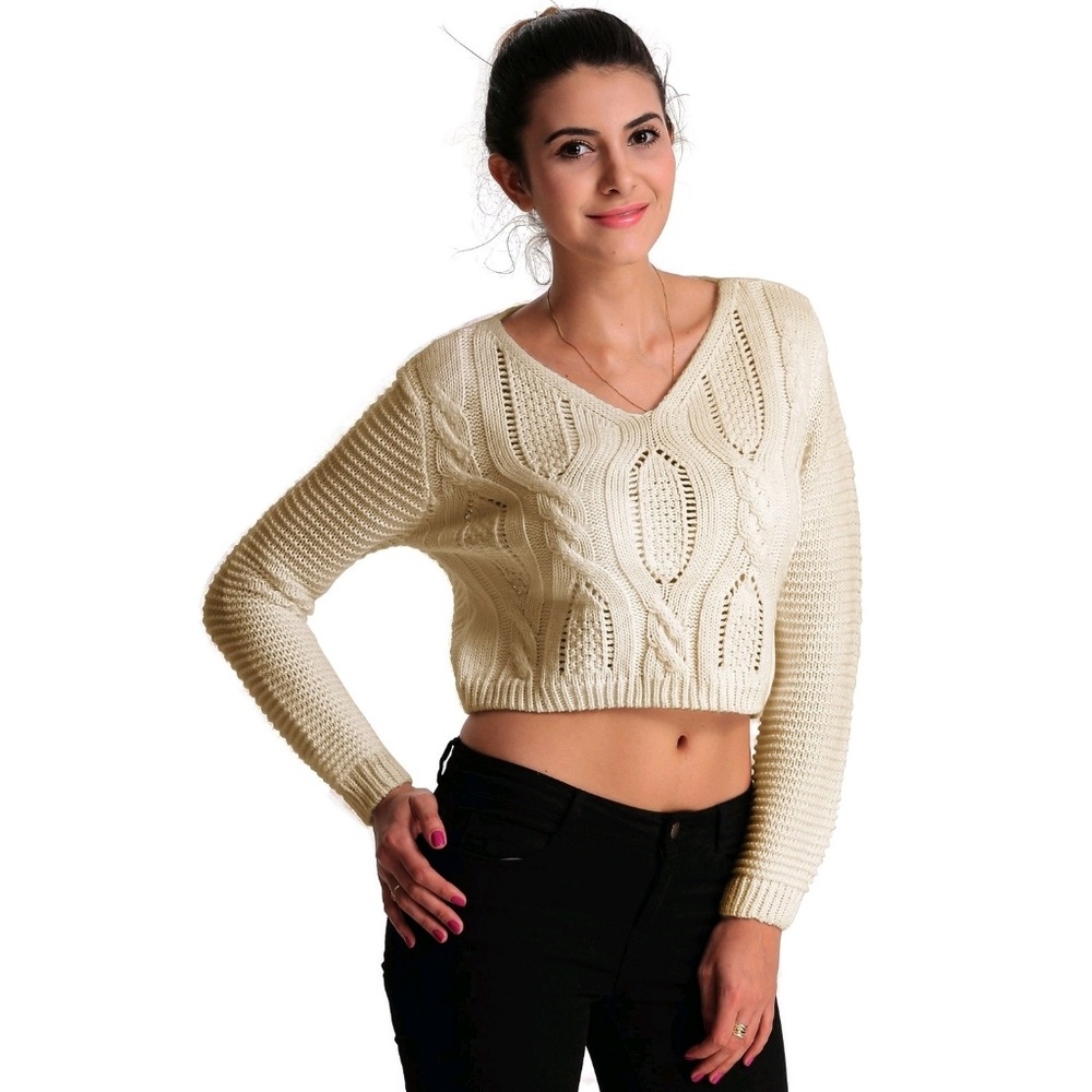 PrettyGuide Women's Eyelet Cable Lace Crop Top S